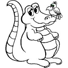 Cute Baby  Crocodile With Bird Coloring Pages Ideas