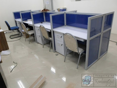 Meja Partisi Kembangdjati 6 Staff + Furniture Semarang ( Cubicle Workstation )