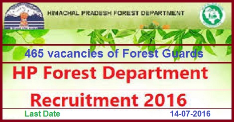 FOREST GUARDS VACANCIES IN HP FOREST DEPARTMENT RECRUITMENT 2016