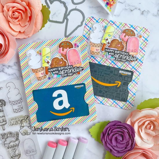 Ice Cream Gift Card Holders Card by Farhana Sarker | Summer Scoops Stamp Set and Springtime Paper Pad by Newton's Nook Designs #newtonsnook