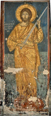 Christ with a Sword is a reproduction of a frescoe from the Dečani Church
