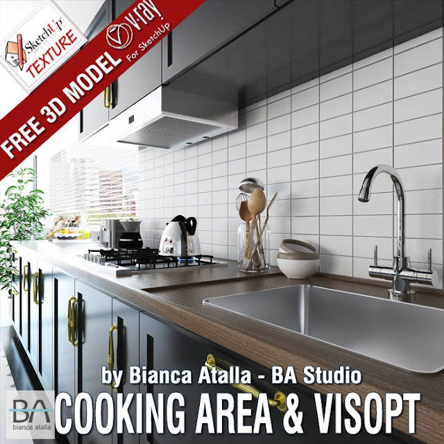  shared amongst us past times the written report of architecture in addition to BA Design Studio past times Bianca Atalla FREE SKETCHUP MODEL COOKING AREA in addition to VRAY VISOPT