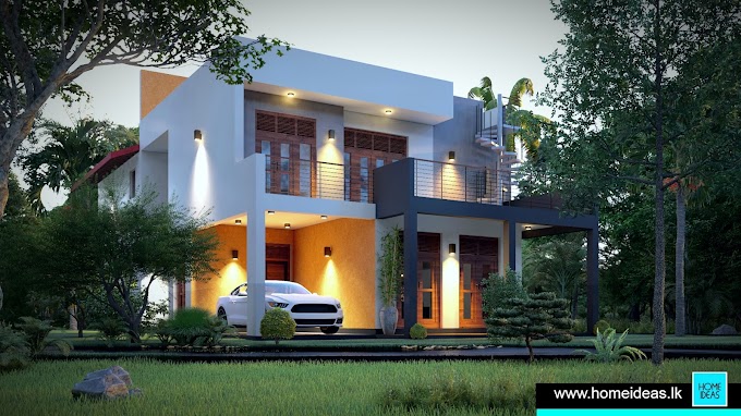 Box type house design 2 story | house plan at Kalutara, Sri Lanka | box type home design Sri Lanka | 4 bedroom