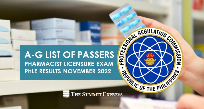 A-G PASSERS: November 2022 Pharmacy board exam PhLE result