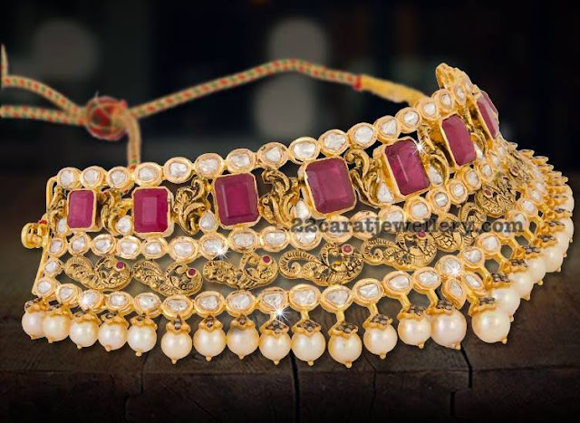 Peacock Ruby Choker by Krishna Jewellers