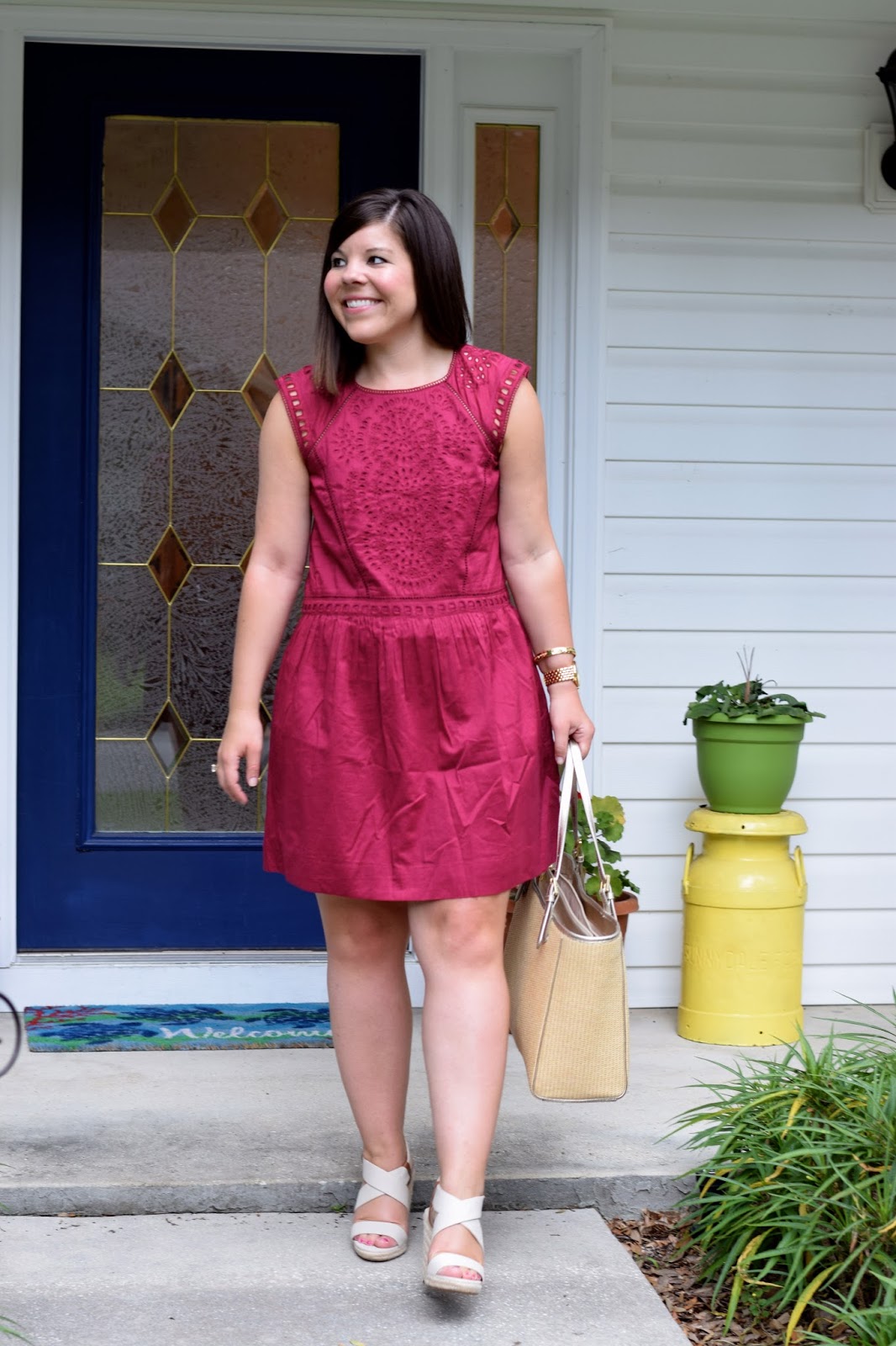 Work Style: Loft Cranberry Drop-Waist Dress - Girl Meets Bow