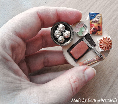 Jedzenie z modeliny- zestaw misiowy 4/Miniature food- teddy board with polymer clay food