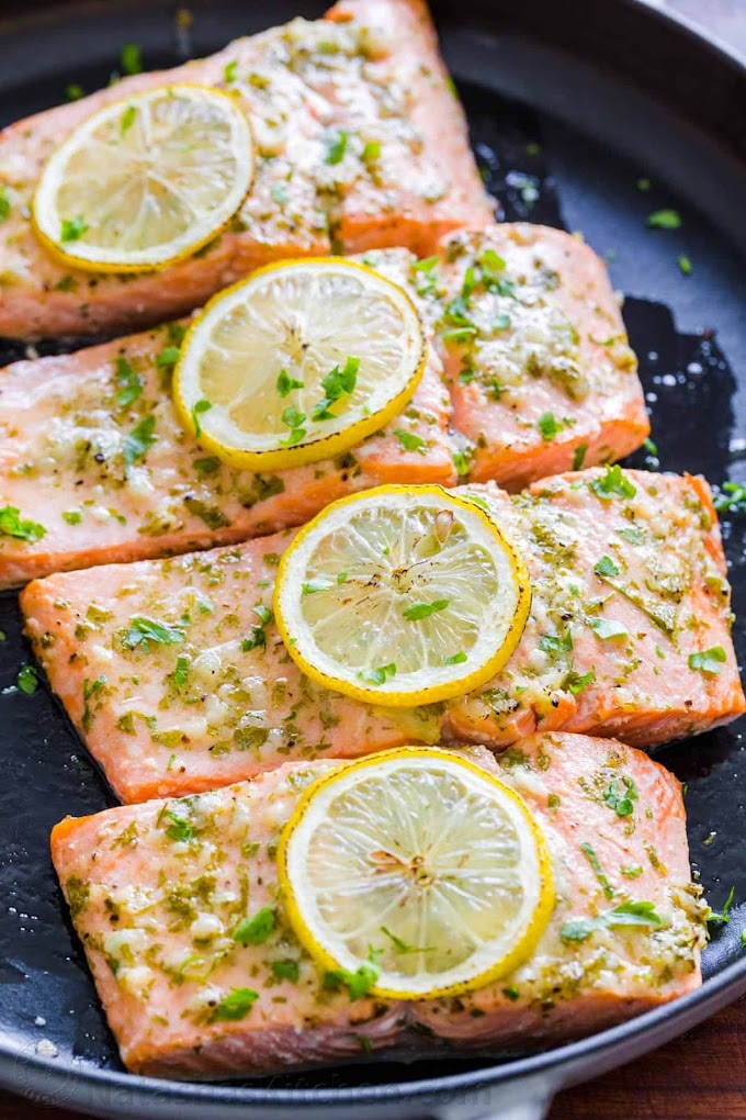 Baked Salmon with Garlic and Dijon #salmon #baked #breakfast #dinner #recipes