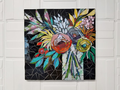 colorful mosaic flower art
