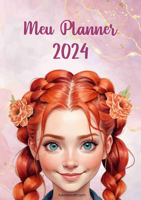 Capa feminina para Planner 2024 ruiva