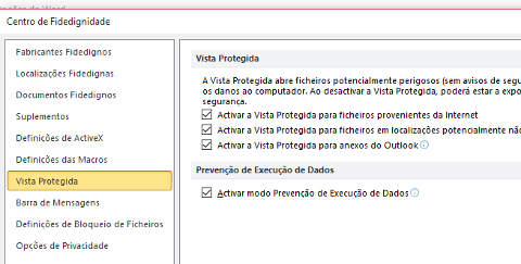 desactivar vista protegida do word