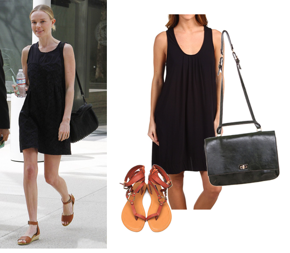 to see her Los Angeles agent in a simple black tank dress, tan sandals ...