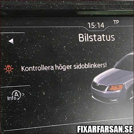 Varning-Trasig-LED-Blinker-Ytterbackspegel