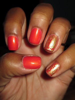 Avon Mosaic Effects Glimmering Gold, Coral, nail art, nail design, mani