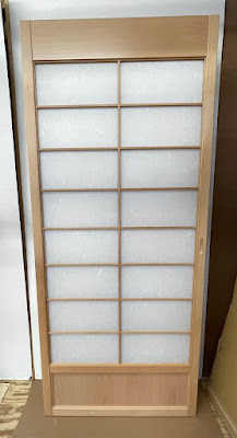 Shoji screens built in Beech with Beech lower door panels and 1 mm White Warlon