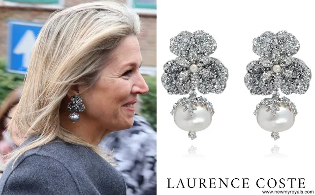 Queen Maxima is wearing LAURENCE COSTE Colette Earrings with Pearl