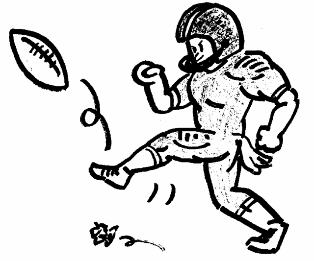 American Football Players Clipart. While kicking a football at