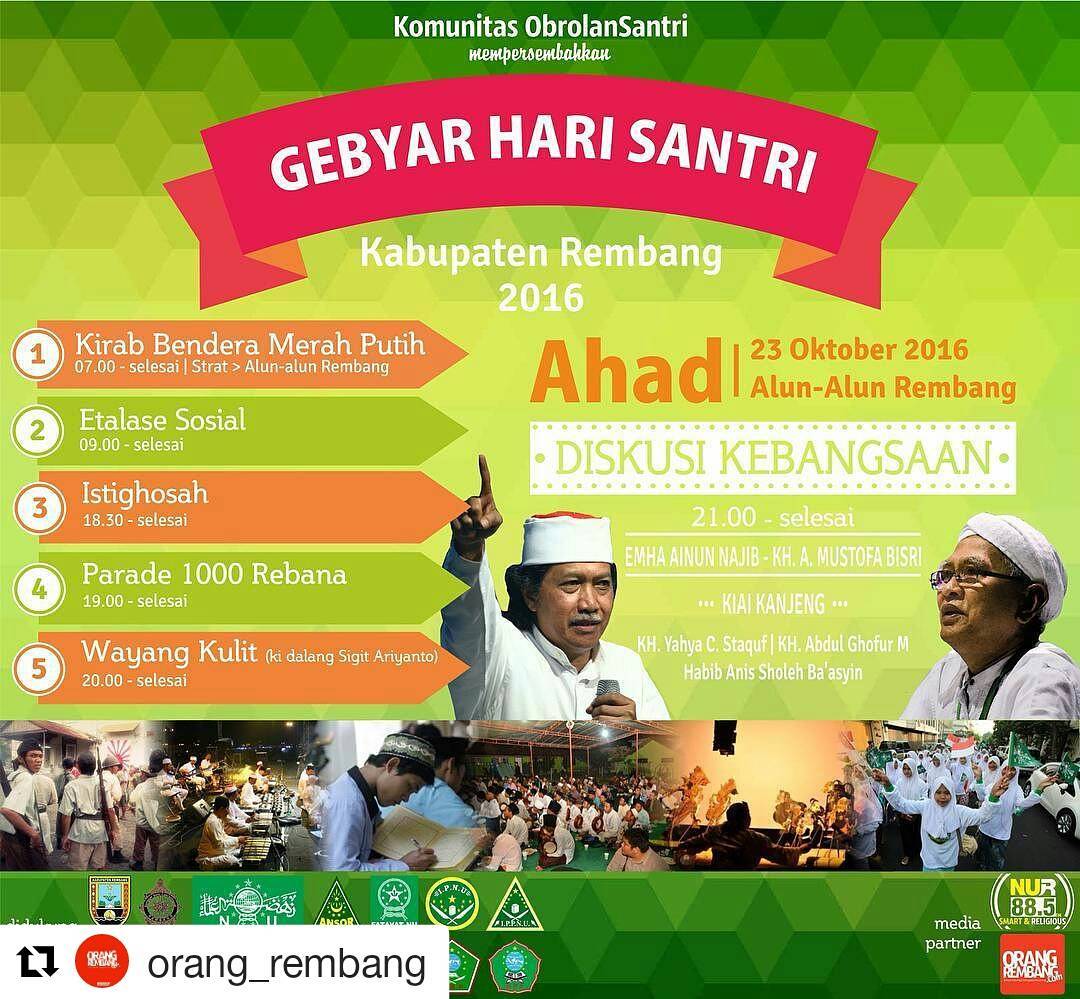 Hadirilah GEBYAR HARI SANTRI NASIONAL 2016 Di Kota Rembang Bersama