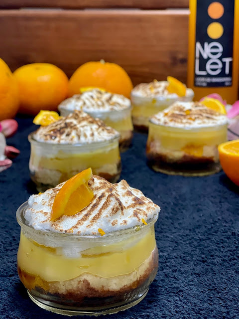 Pie de naranja con merengue italiano y crema pastelera de naranja, un postre para repetir