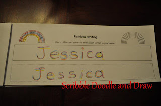 Learn to write your name booklet with rainbow writing