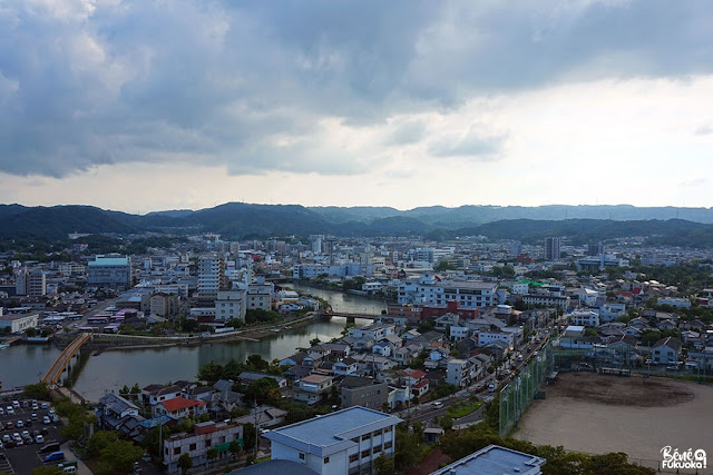 唐津城の5階から見た唐津の風景市