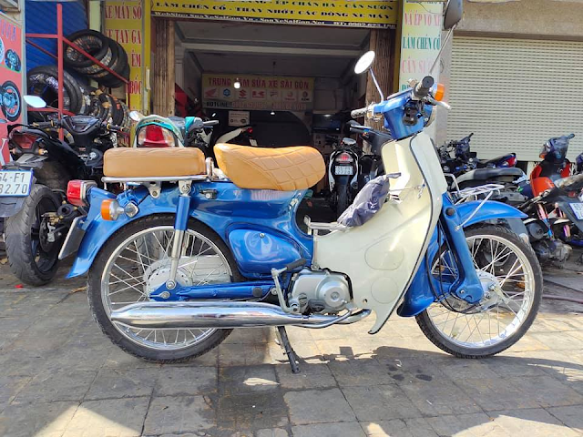 Sơn, dọn mới Honda Cub màu xanh bóng cực đẹp