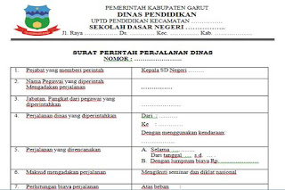 Format Surat Perintah Perjalanan Dinas SPPD Sekolah Dasar