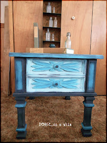 A beautiful end table transformation via http://deniseonawhim.blogspot.com