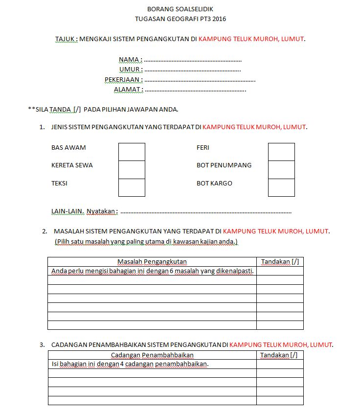 Langkah-Langkah Menulis Tugasan Geografi PT3 2016