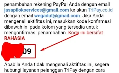 Kode Verifikasi Email Utama Paypal