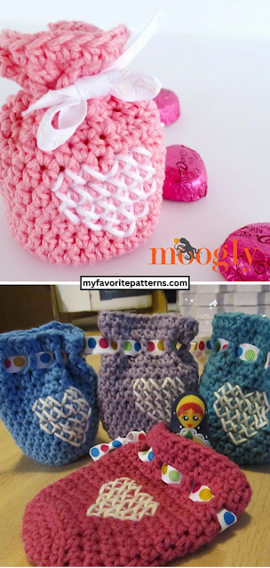 Free Cross My Heart Treat Bag Crochet Pattern