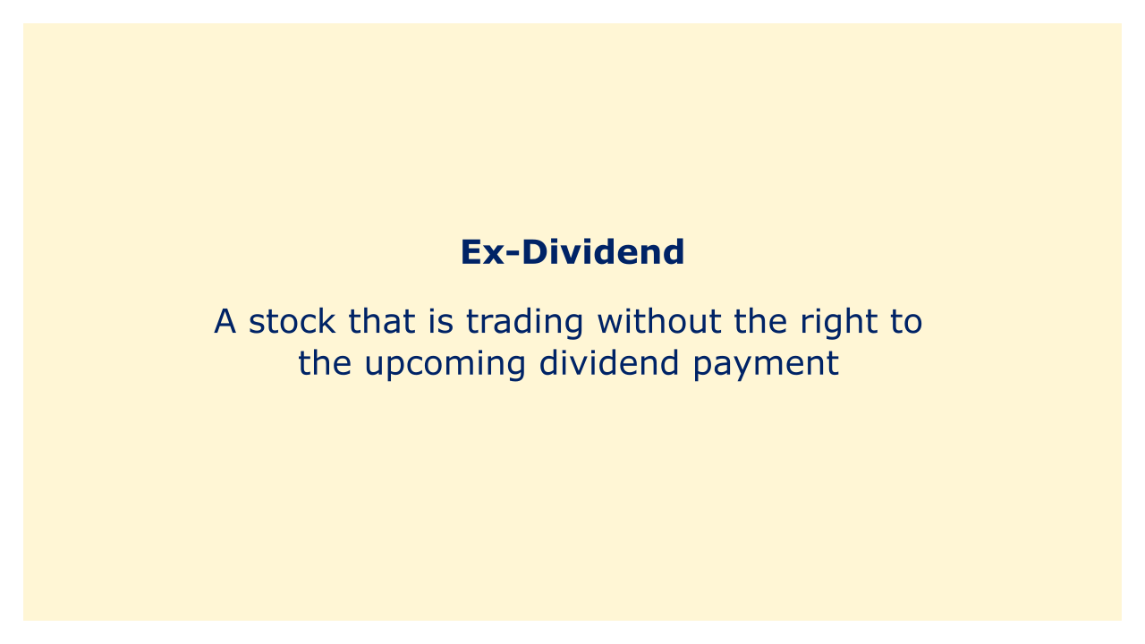 A stock that is trading without the right to the upcoming dividend payment.