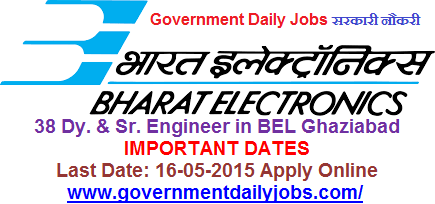 BEL GHAZIABAD RECRUITMENT 2015 DY. & SR. ENGINEER 38 POSTS