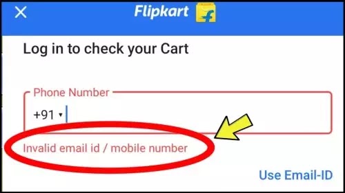 Invalid Email ID or Mobile Number Problem Solved in Flipkart App