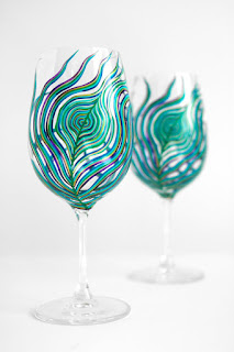 peacock wine glass from Mary Elizabeth Arts