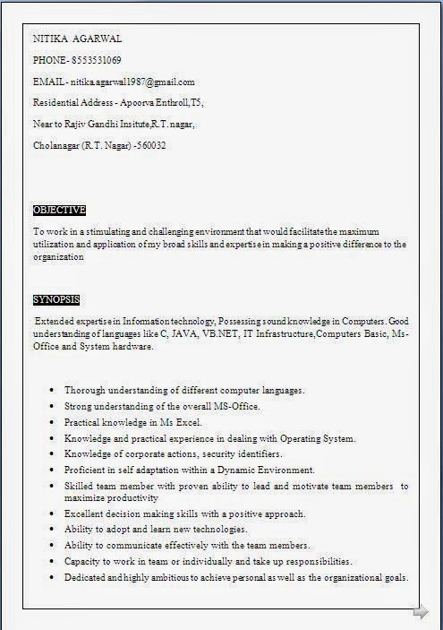 Download Resume Format