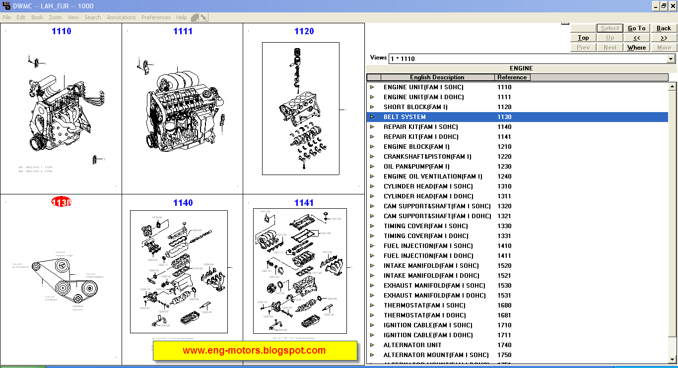 Service & Spare Parts Catalog: Daewoo EPC 2006