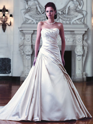 Asymmetric Bodice Appliqued Wedding Dress