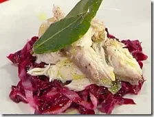 Cefalo conciato con insalatina di radicchio marinato