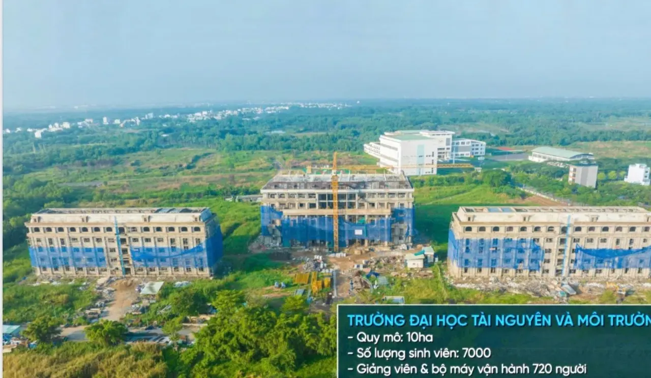 Tiến độ Xây dựng Trường Đại học Tài nguyên và Môi trường TP. HCM 2023 tại KDC Nhơn Đức Nhà Bè