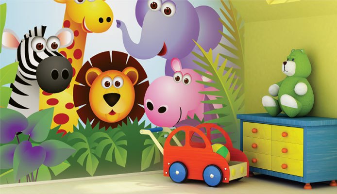 Baby Jungle Animals Wall Murals