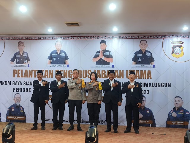  KAPOLRES SIMALUNGUN WAKILI PELANTIKAN PENGURUS BANKOM RAYA SIANTAR-SIMALUNGUN PERIODE 2023-2028 DAN SRIKANDI BARA