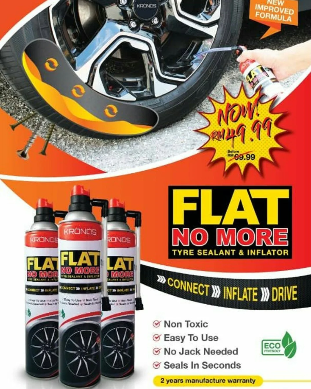 KRONOS FLATNOMORE Tyre Sealant & Inflator