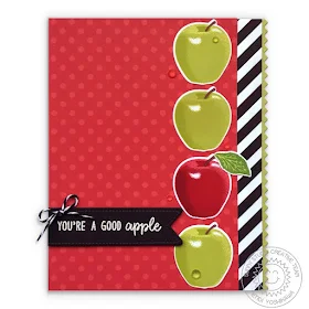 Sunny Studio Stamps: Fruit Cocktail You're A Good Apple Red Polka-dot Card by Mendi Yoshikawa