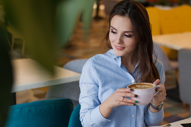 Woman Drink Coffee to Boost Her Brain