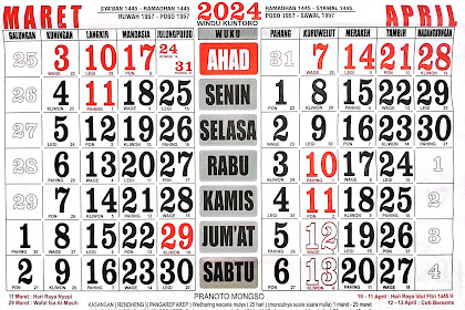 Kalender Maret 2024 lengkap dengan tanggal merah dan keterangannya