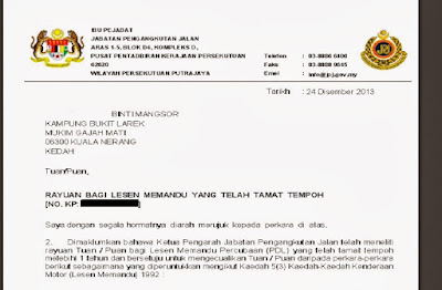 Contoh Surat Permohonan Lesen Penjaja