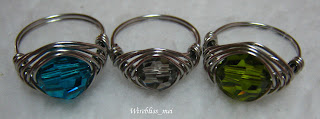 Herringbone weave rings with swarovski crystals