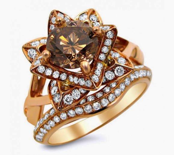 rose gold ring with brown jewel