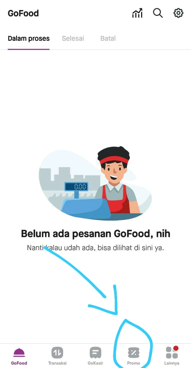 Buka aplikasi Gobiz, lalu buka menu Promo